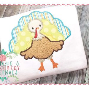 073 Tri Colored Turkey Boy Applique Design