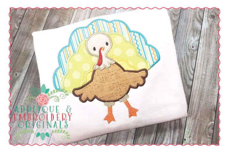 073 Tri Colored Turkey Boy Applique Design