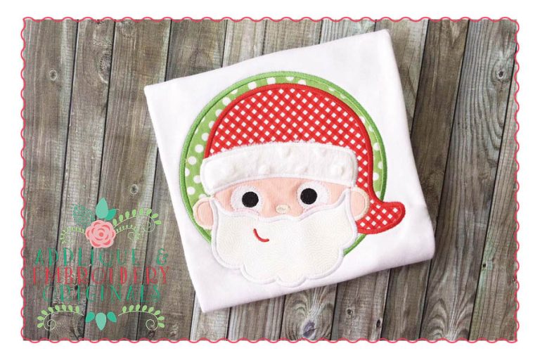 075 Santa in Circle Applique Design