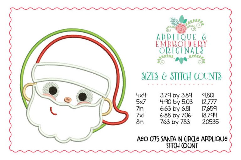 075 Santa in Circle Applique Design - Image 2