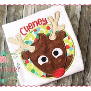 076 Christmas Reindeer in Circle Applique Design