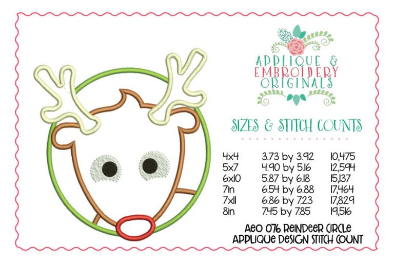 076 Christmas Reindeer in Circle Applique Design - Image 2