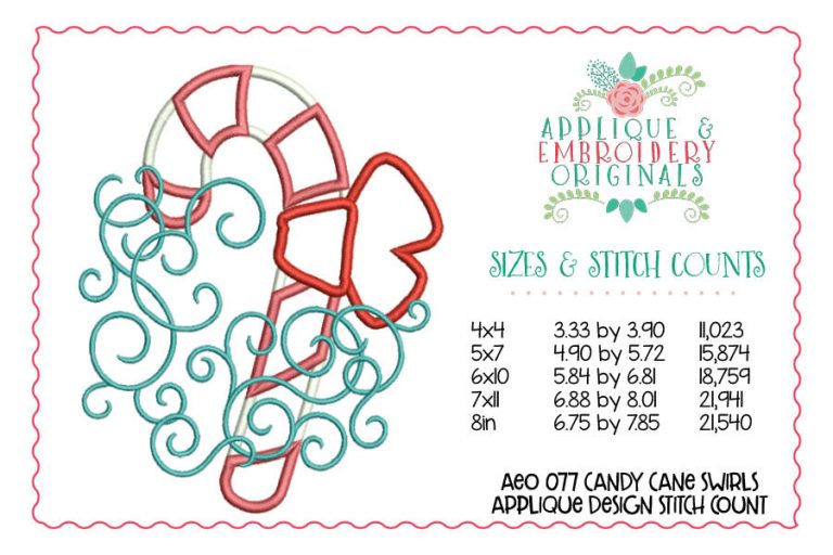 077 Candy Cane Swirls Applique Design - Image 2