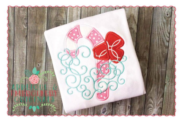 077 Candy Cane Swirls Applique Design