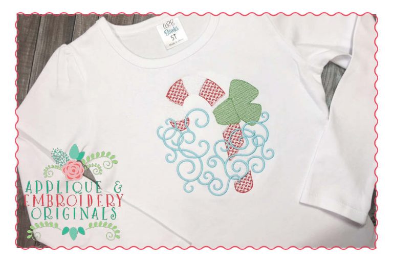 078 Candy Cane Swirls Motif Sketch Embroidery Design