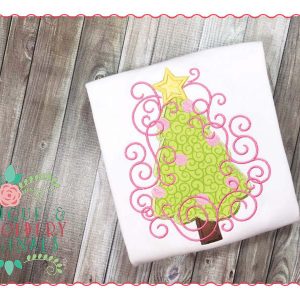 079 Christmas Tree Swirls Applique Design