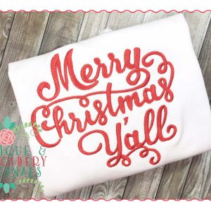 081 Merry Christmas Y'all Script Embroidery Design