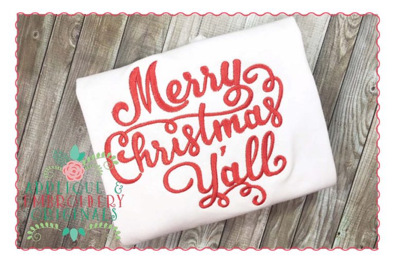 081 Merry Christmas Y'all Script Embroidery Design