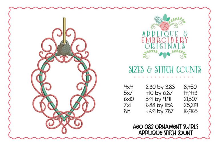 082 Ornament Swirls Applique Design - Image 2