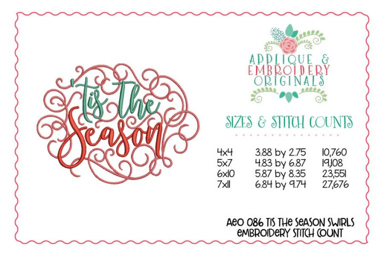 086 Tis the Season Swirls Embroidery Design - Image 3