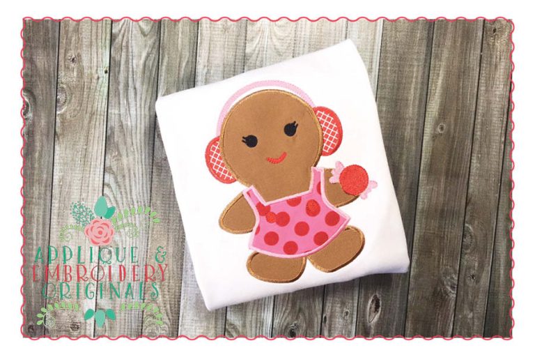 101 Gingerbread Girl with Ear Muffs Applique Design