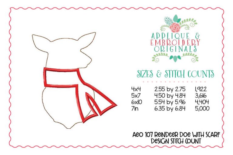 107 Reindeer Silhouette Scarf Applique Design - Image 2