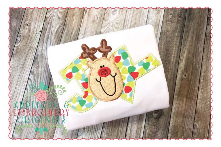 113 Reindeer Joy Applique Design