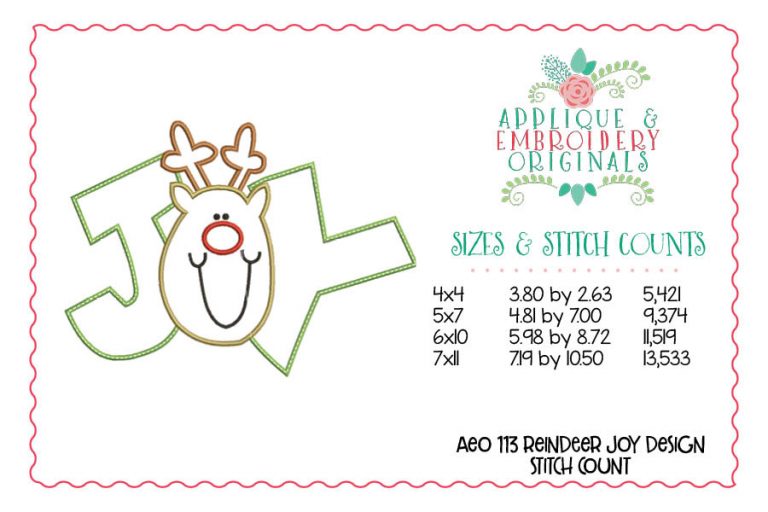 113 Reindeer Joy Applique Design - Image 3