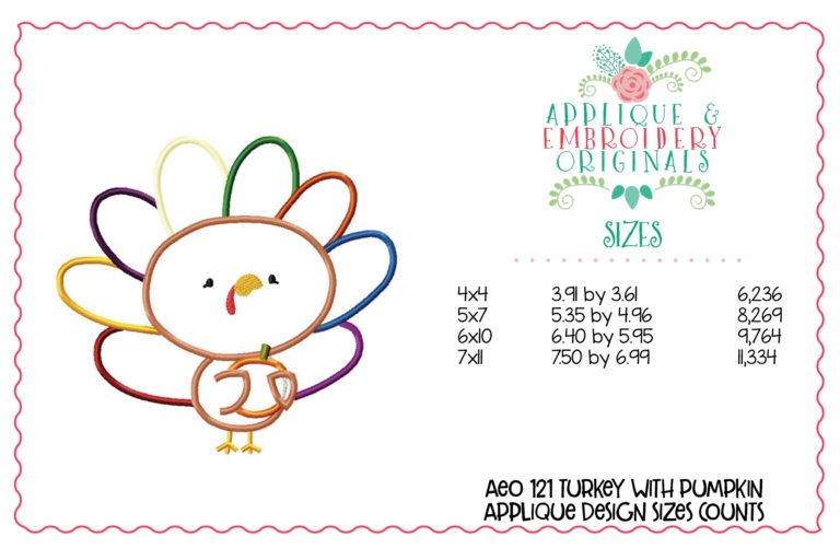 1214 Turkey with Pumpkin Applique Design - Image 3
