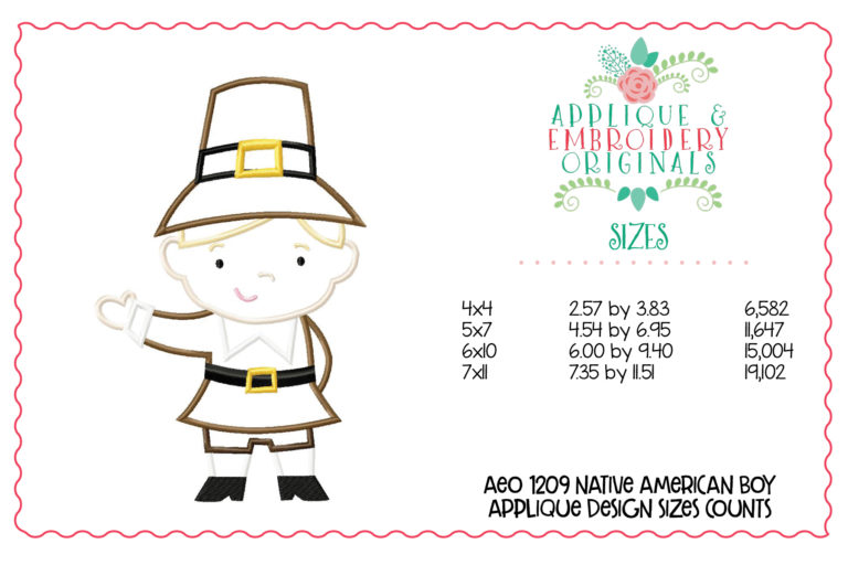 1210 Pilgrim Boy Applique Design - Image 3