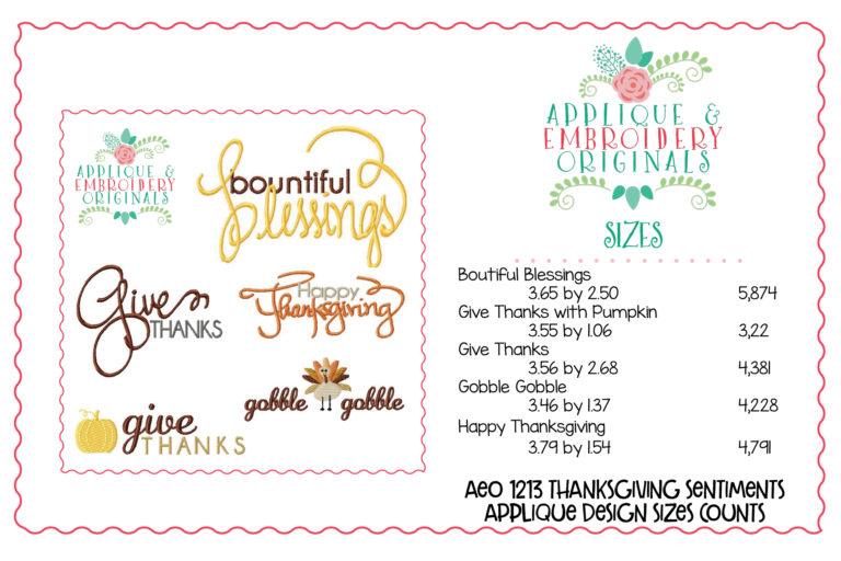 1213 Thanksgiving Sentiments Embroidery Design - Image 2