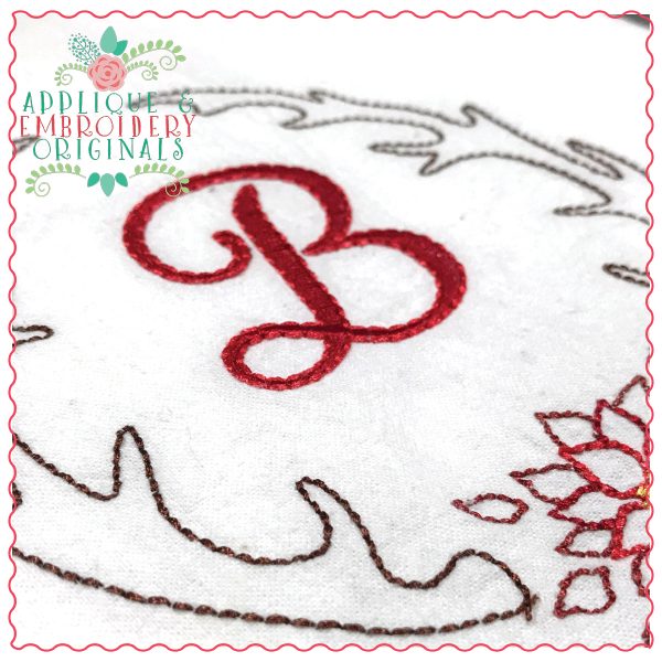 1217 Antler & Poinsettia Wreath Frame Embroidery Design - Image 3