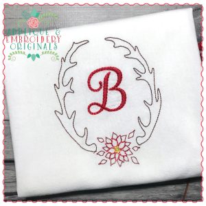 1217 Antler & Poinsettia Wreath Frame Embroidery Design