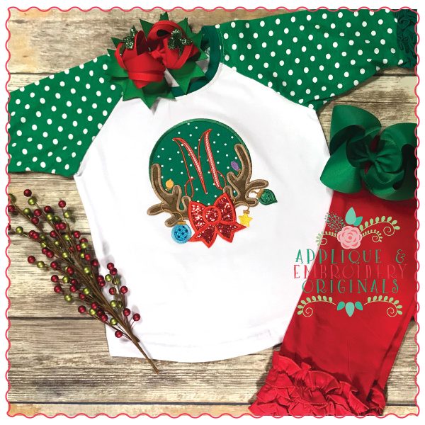 1218 Antler Bow Monogram Frame Applique Design - Image 4