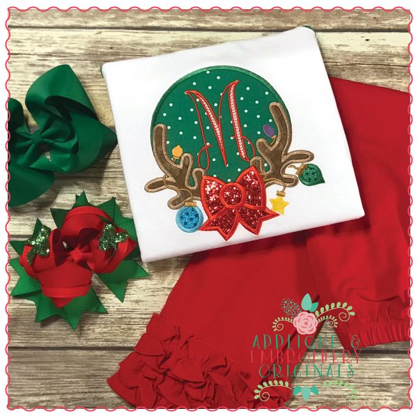 1218 Antler Bow Monogram Frame Applique Design - Image 3