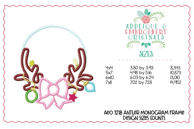 1218 Antler Bow Monogram Frame Applique Design - Image 5