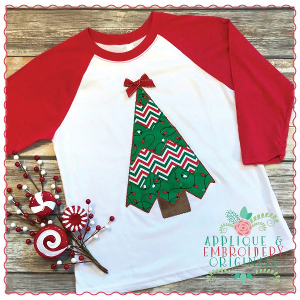 1220 Chevron Christmas Tree Applique Design - Image 3
