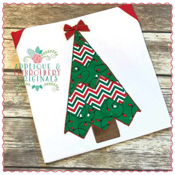 1220 Chevron Christmas Tree Applique Design - Image 4