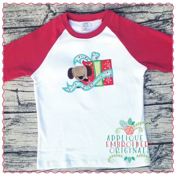 1221 Christmas Present Puppy Applique Design - Image 2