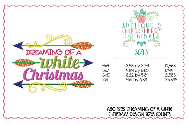 1222  Dreaming of a White Christmas Embroidery Design - Image 3