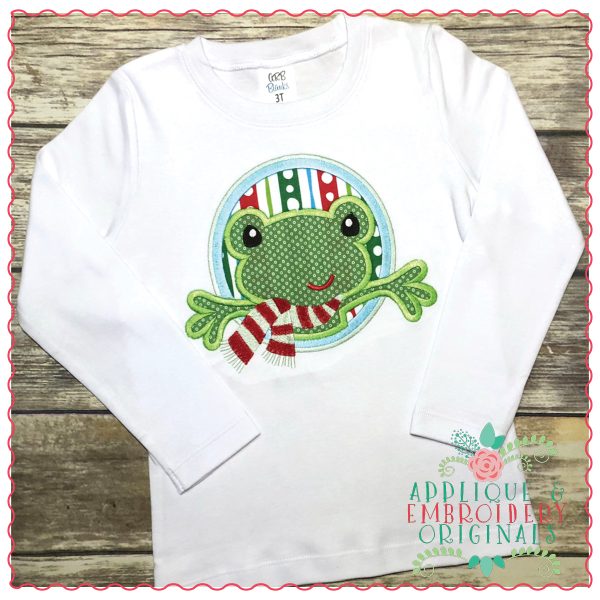 1223 Frog with Scarf in Circle Applique Design - Image 2