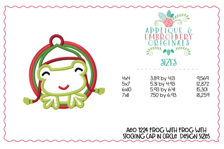 1224 Frog Stocking Cap Applique Design - Image 3