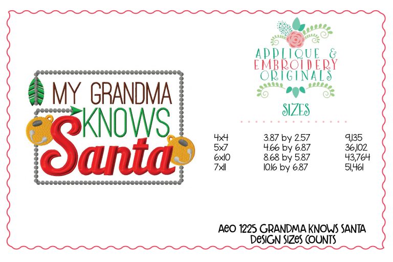 1225 Grandma Knows Santa Embroidery Design - Image 4
