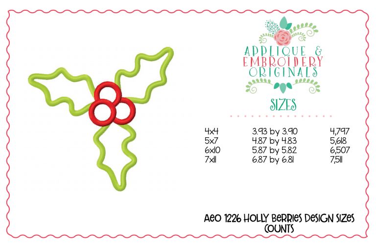 1226 Holly and Berries Applique Design - Image 3