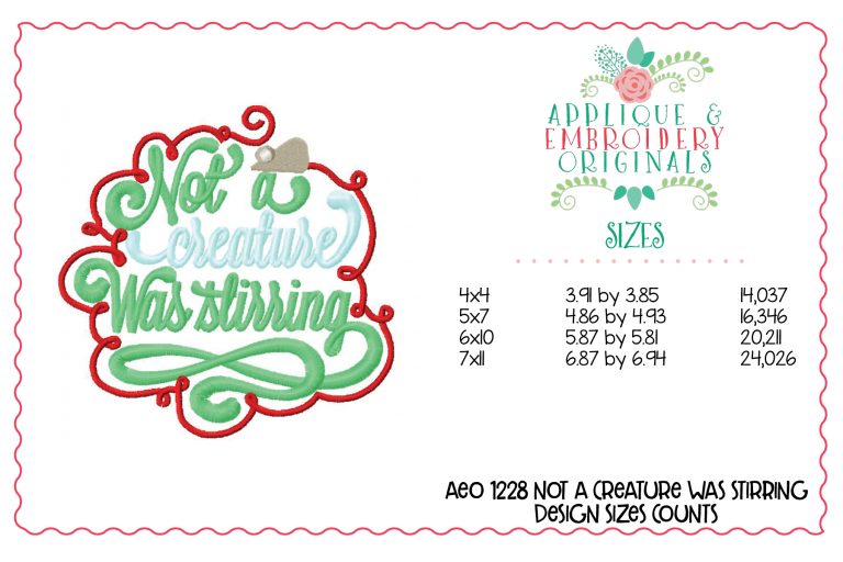 1228 Not Creature was Stirring Christmas Applique Design - Image 3