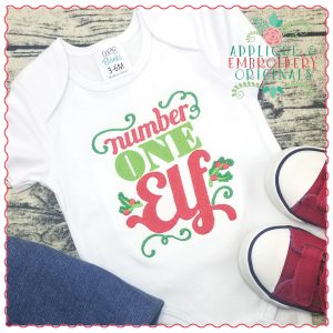 1229 Number One Elf Applique Design