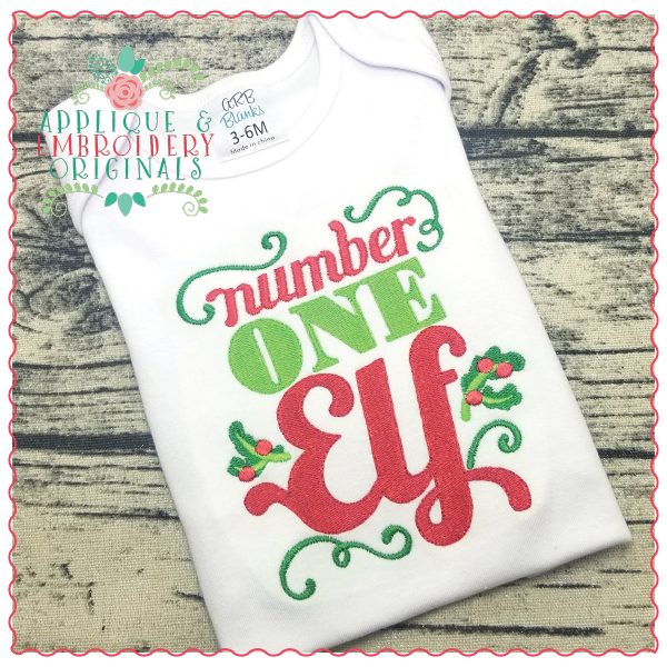 1229 Number One Elf Applique Design - Image 2