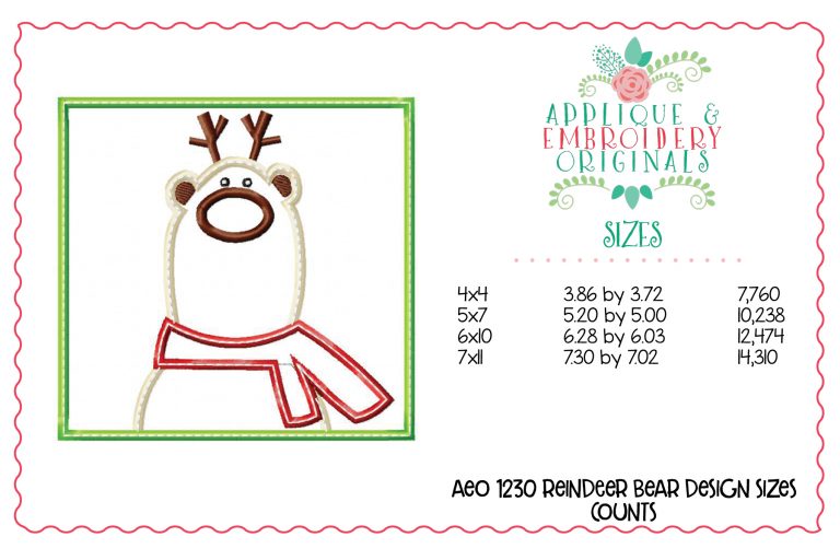 1230 Reindeer Bear Applique Design - Image 3
