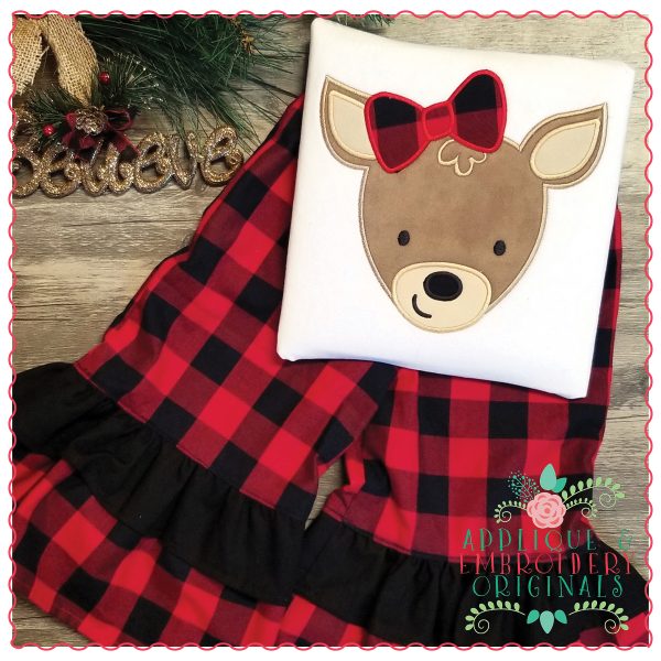 1231 Reindeer Rudolph Pair Set Applique Design - Image 2