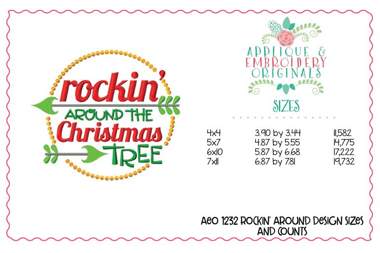 1232 Rockin' Around the Christmas Tree Applique Design - Image 3