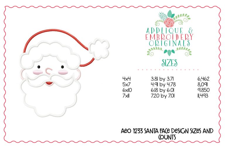 1233 Santa Claus Face Applique Design - Image 3
