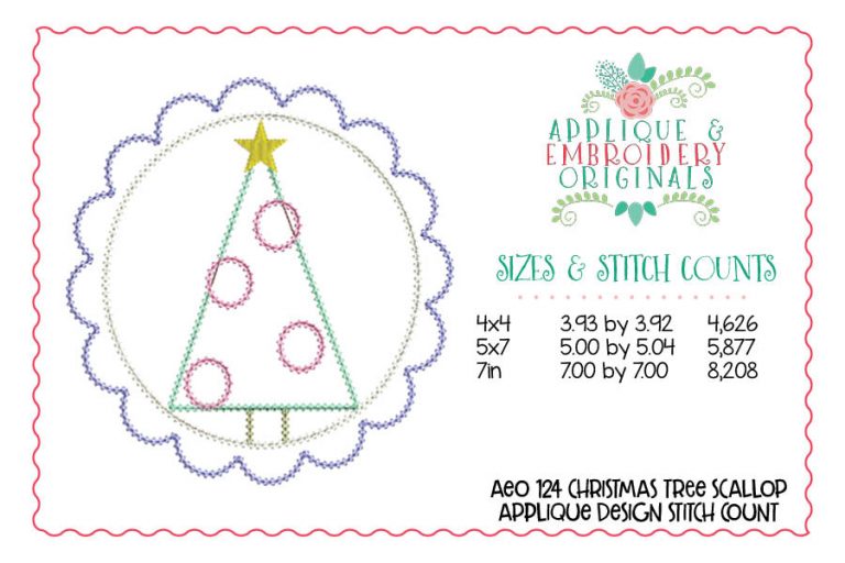 124 Christmas Tree Scallop Patch Applique Design - Image 3