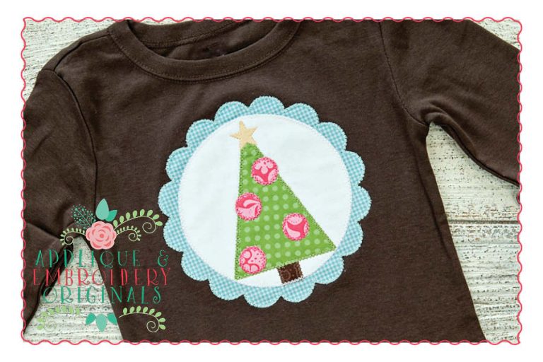 124 Christmas Tree Scallop Patch Applique Design - Image 2