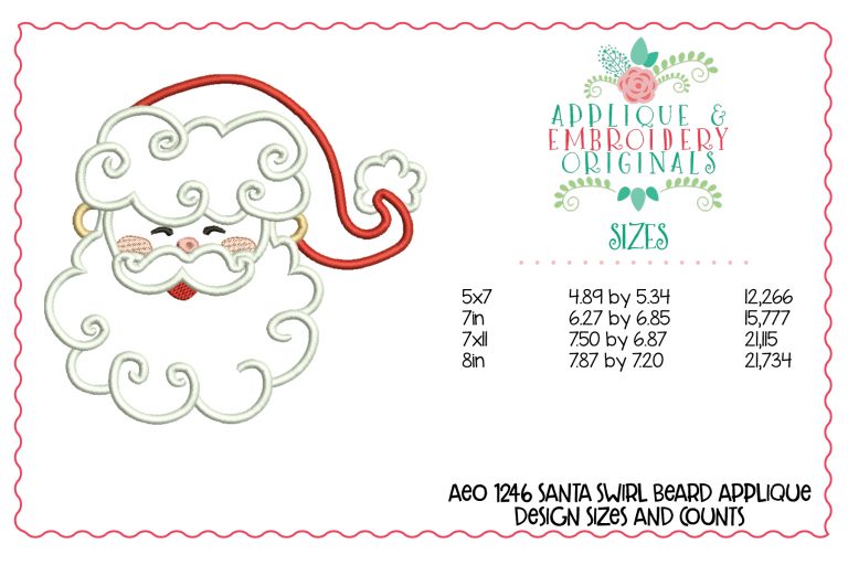 1246 Christmas Santa Swirl Beard Applique Design - Image 3