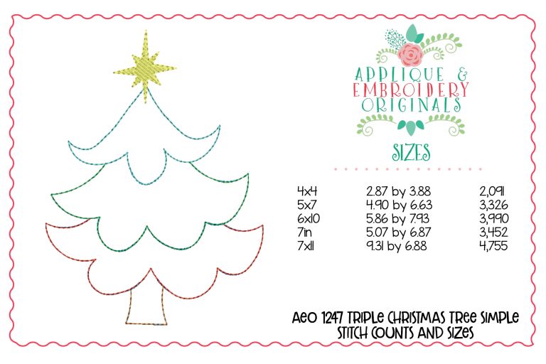 1247 Christmas Tree Simple Stitch Applique Design - Image 4