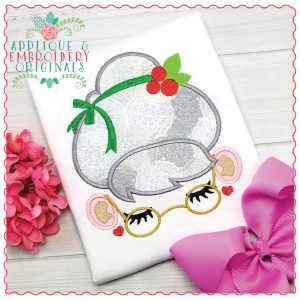 1249 Christmas Mrs Claus Lashes Peekers Topper Applique Design