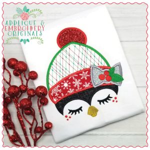 1250 Penguin Lashes Peeker Applique Design
