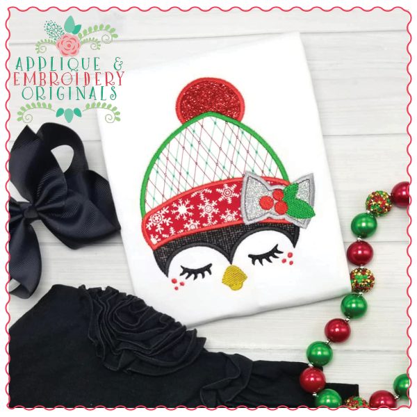 1250 Penguin Lashes Peeker Applique Design - Image 2