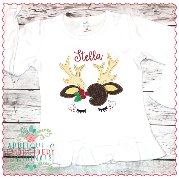 1251 Reindeer Head Lashes Peekers Applique Design - Image 2
