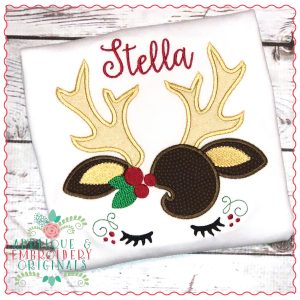 1251 Reindeer Head Lashes Peekers Applique Design